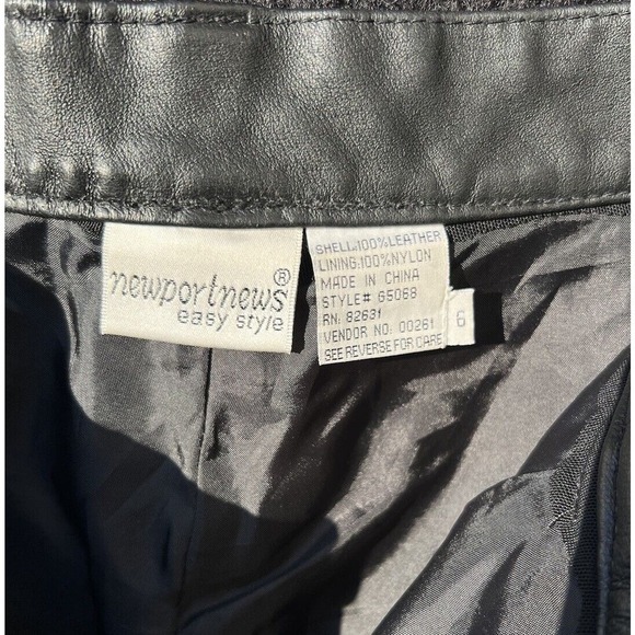 Newport News Womens Black Easy Style High Rise Leather Pants Size 6 - Picture 4 of 4